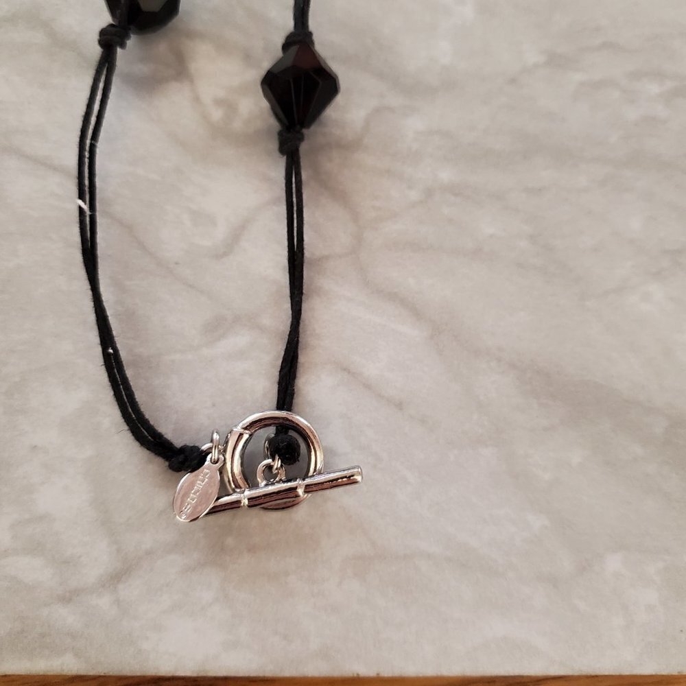 ✨ Chico's Black Silver Clear Beaded Cord Multi Strand Necklace ✨ - Picture 9 of 12